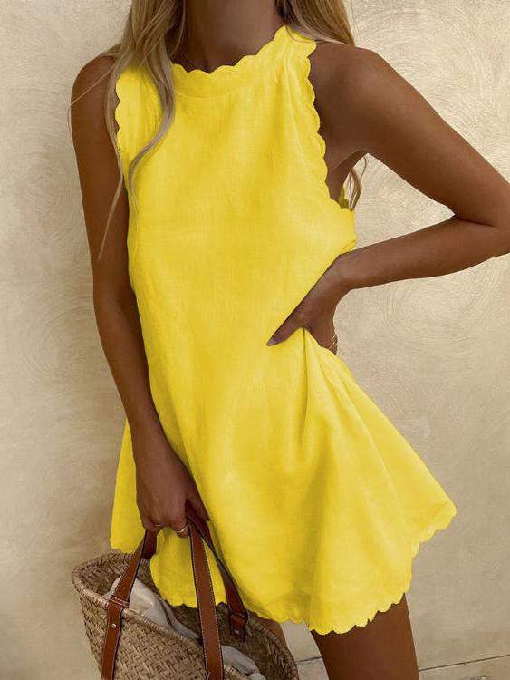 Fashion Combination - Wholesale Blouse - Women's - new scallop trim sleeveless casual dress4