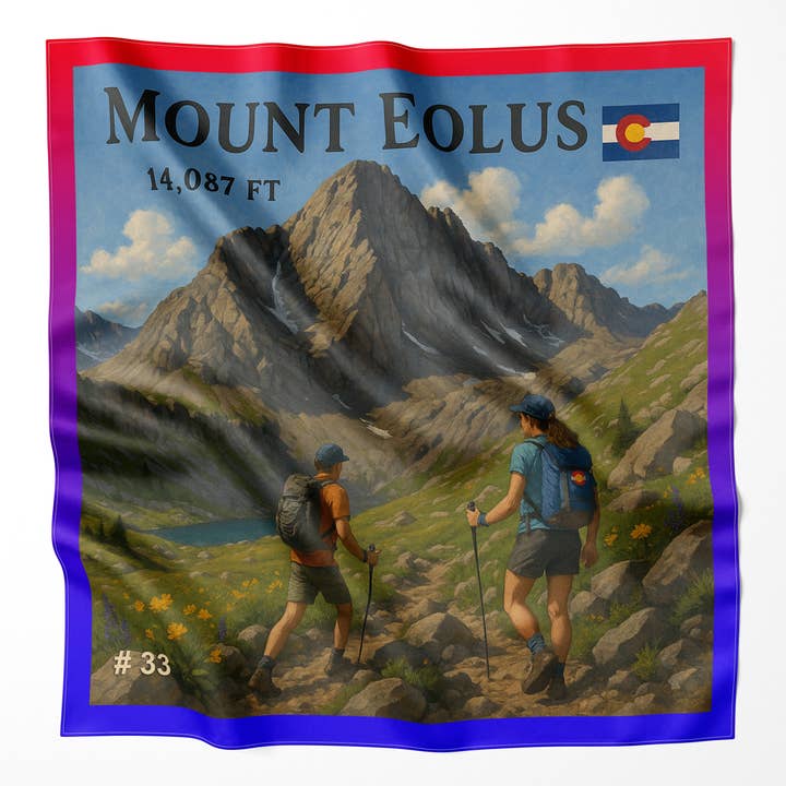 Mount Eolus Colorado 14er Microfiber Cloth Bandana for wholesale by Map the Xperience