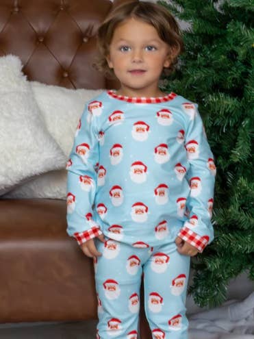 Christmas 2025 Pajamas- Kids Buttflap - Vintage Santa for wholesale by Sugar Bee Clothing