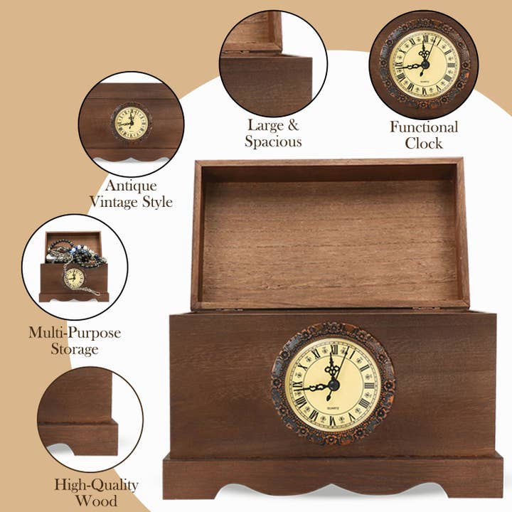 Lovery - Wholesale Bath & Body Set - Bath Gift Set in a Vintage Style Wooden Clock Box, 13pc Set