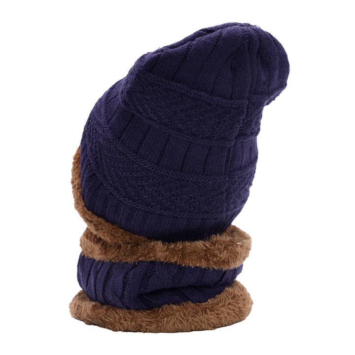 Cap Zone - Vendita all'ingrosso Berretto - Bambini - Berretto e sciarpa per bambini in 2 pezzi in maglia foderata in pelliccia1