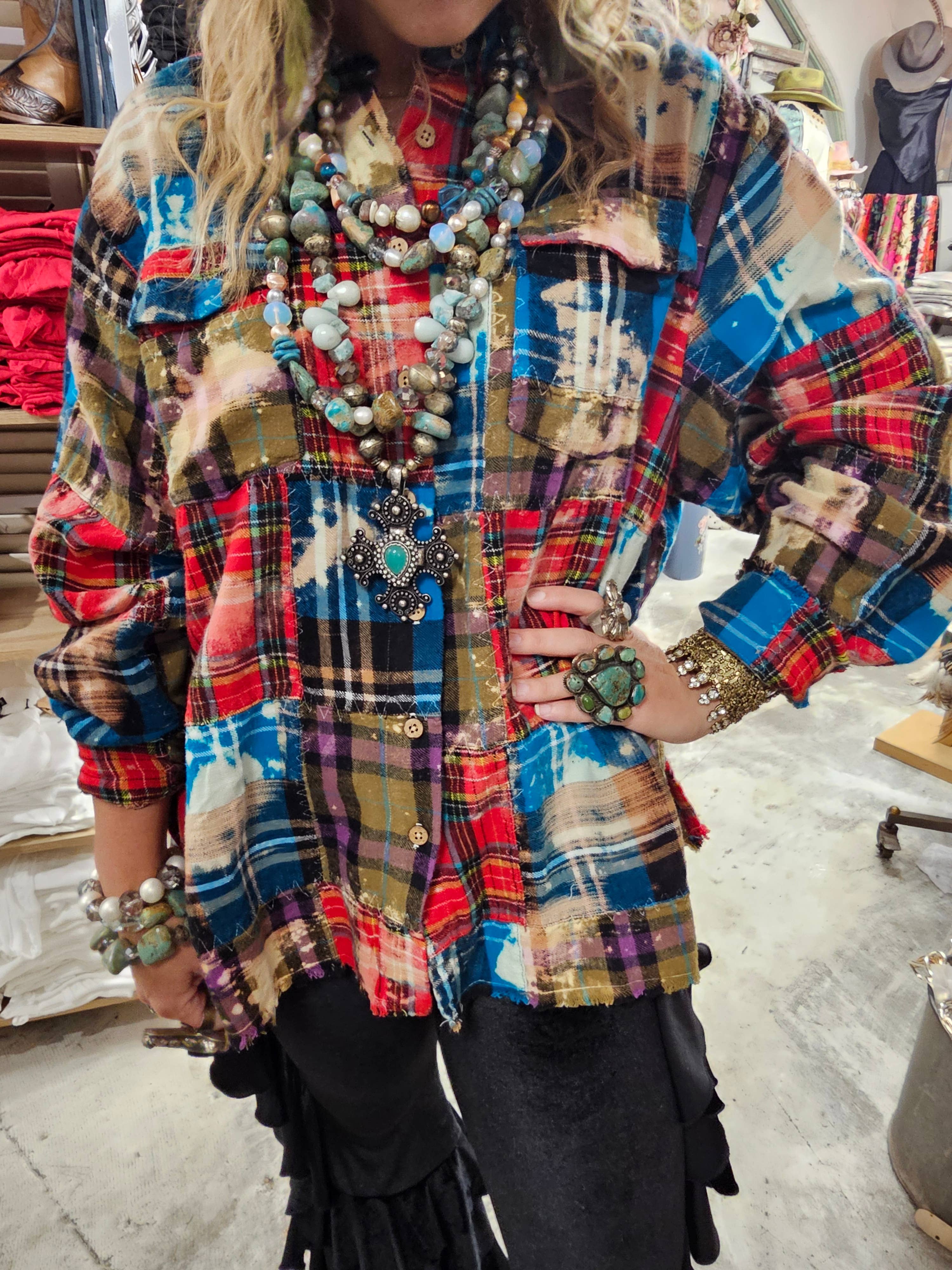 A Rare Bird Shop - Wholesale Button Down Shirt - Women's - Zig Zag Flannel Shirt3