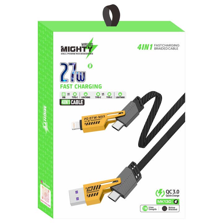Mighty Fast 27W 4-in-1 Cable MK130 for wholesale by Mighty Wireless