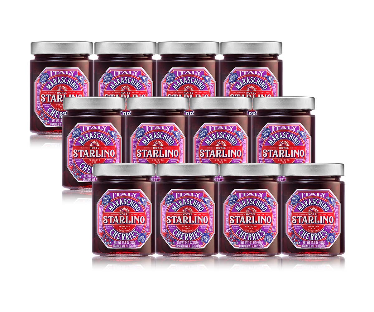 Hotel Starlino Italian Maraschino Cherries – Conservas de fruta por atacado – Cerejas Maraschino Italianas STARLINO - Frascos de 400 g6
