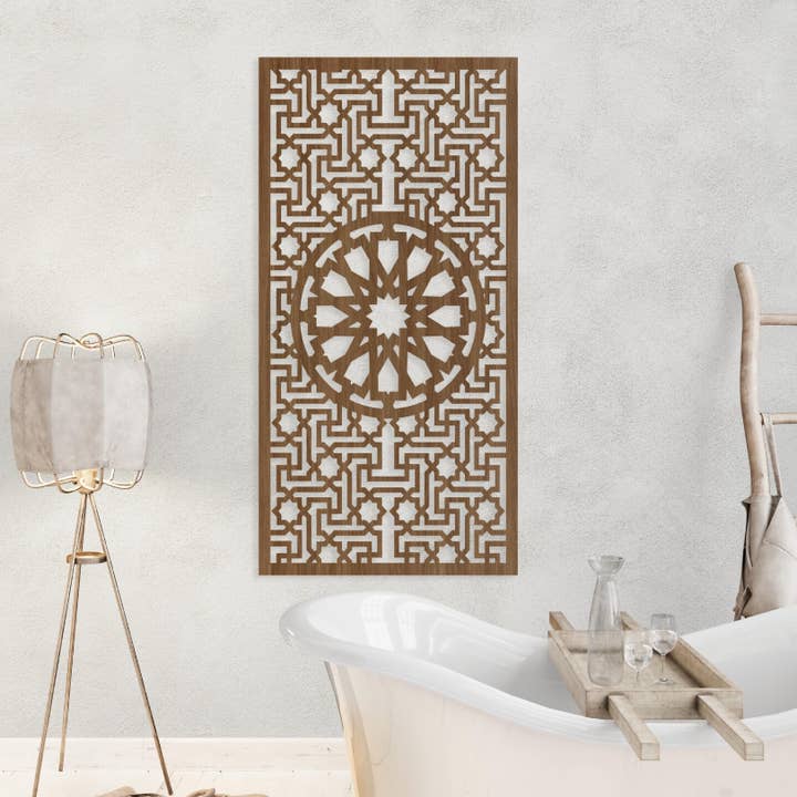 LaMaisonBerbere – wholesale Wall Accent – Spiritual Lotus Wall Decor - Intricate Wood Cutout Panel3
