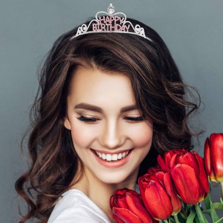Sensibling Corp. - Wholesale Tiara - Women's - Rhinestone Paved HAPPY BIRTHDAY Message Princess Tiara10