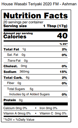 Ashman Manufacturing - Wholesale Sauce - House Seafood Wasabi Teriyaki Marinades & Sauce1