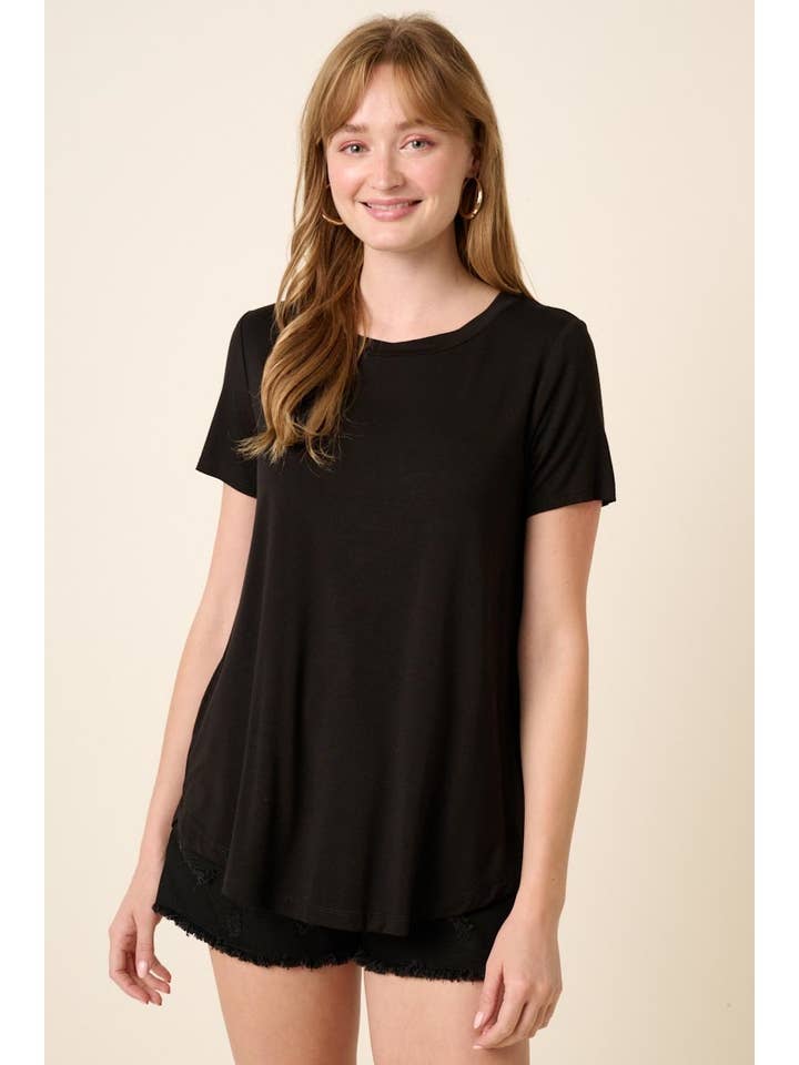 mittoshop - Wholesale T-Shirt - Women's - BT5339-SCOOP NECK ROUNDED HEM BAMBOO TOP