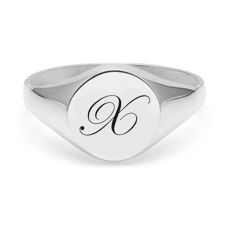 Initial X Edwardian Signetring - Sølv for engroshandel hos Myia Bonner