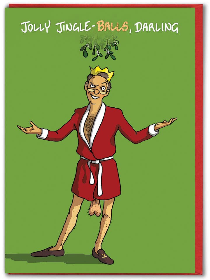 Sale Funny Christmas Card - Jolly Jingle Balls for wholesale by Brainbox Candy