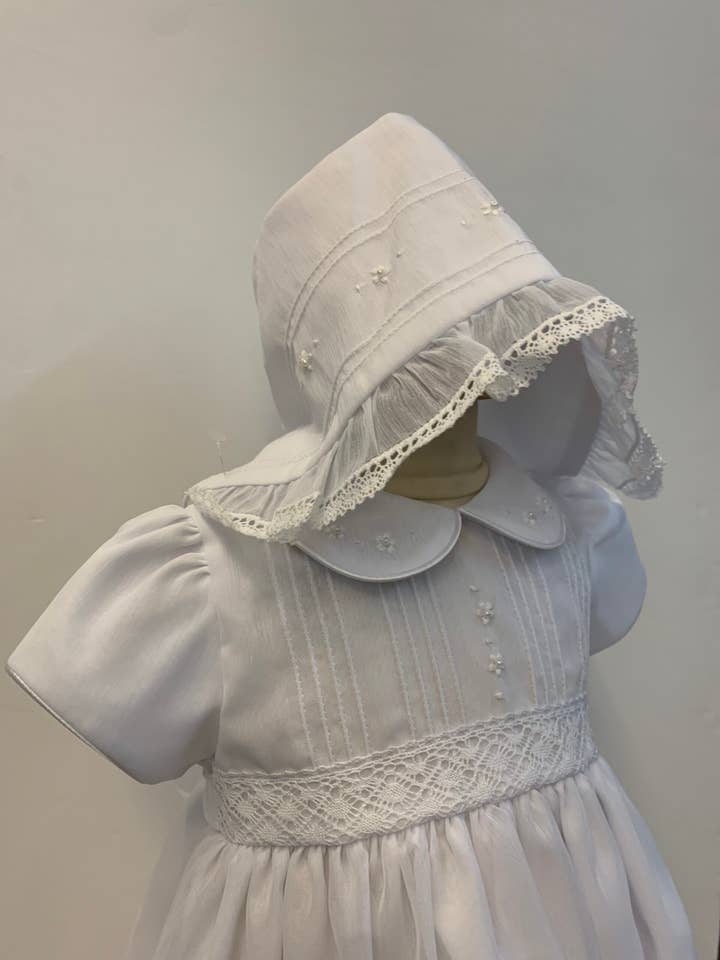 Will'beth - Wholesale Dress Set - Baby - 16630 Elegant White Dress w Bonnet