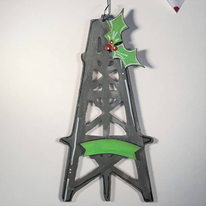 Pink Fish Studios, LLC. - Vente Objets de décoration - Ornement de Noël Derrick à l'huile peint à la main3