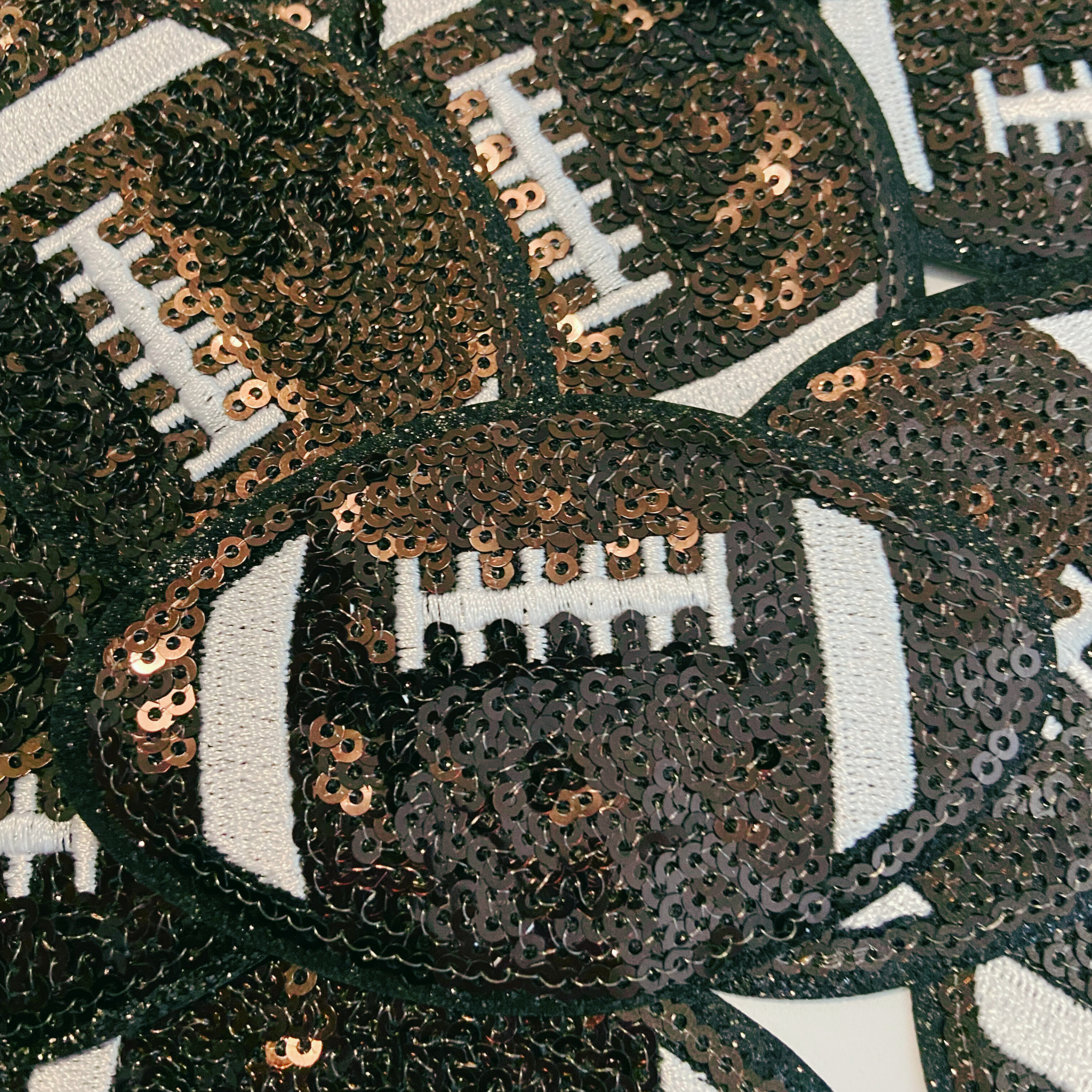 TEELUX - Wholesale Patch - 4" sequin FOOTBALL  -  Embroidered Hat Patch1