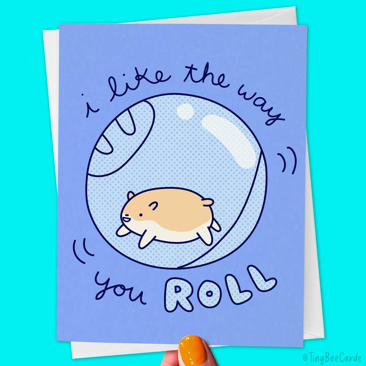 Roligt Hamster Gratulationskort "Jag Gillar Hur Du Rullar" för wholesale av Tiny Bee Cards