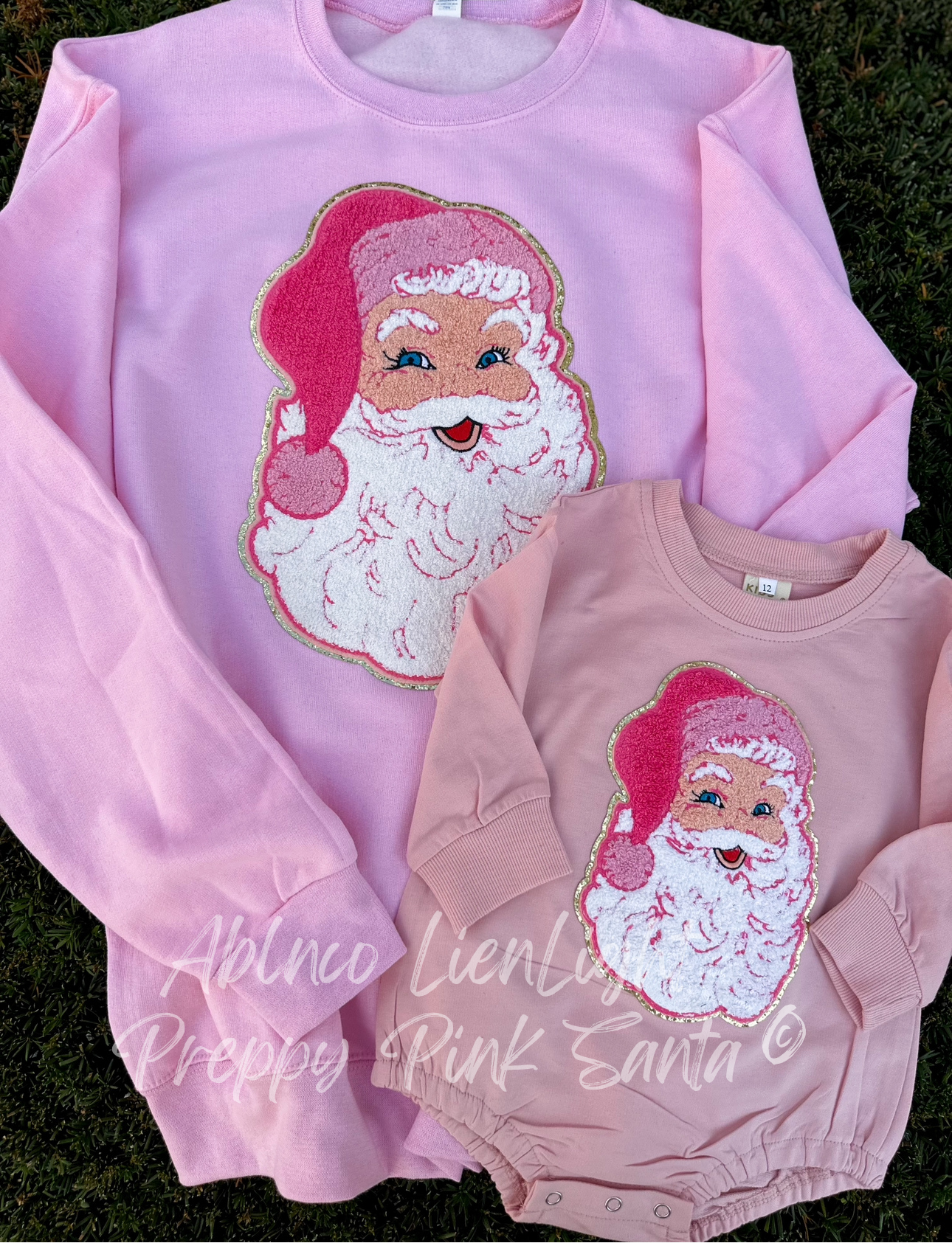 ABLNco - Wholesale Patch - Small Preppy Pink Santa©️Christmas Holiday Chenille Patch1