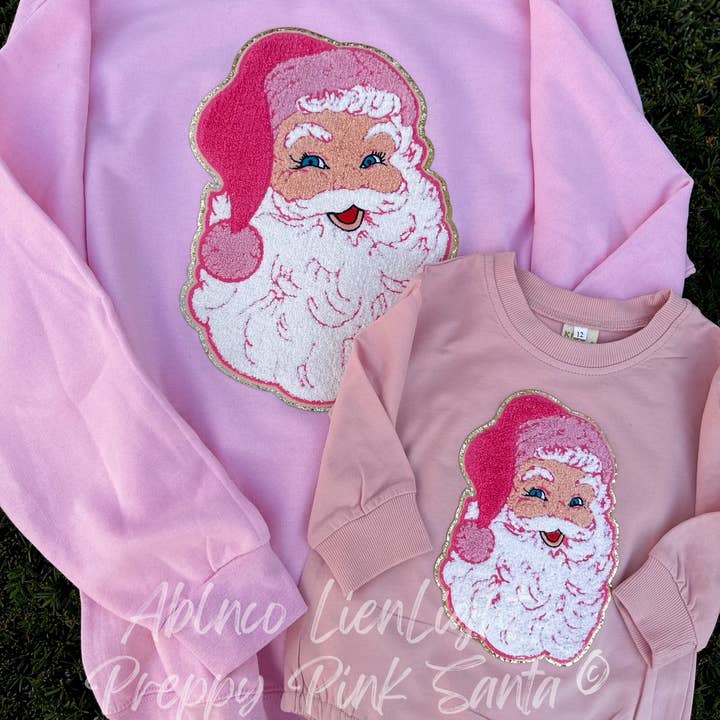 ABLNco - Wholesale Patch - Small Preppy Pink Santa©️Christmas Holiday Chenille Patch1