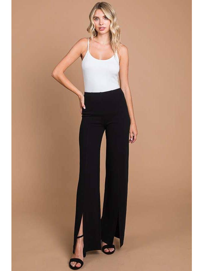Culture Code - Wholesale Pants - Women's - CJP1810 - HIGH WAIST SLIT FRONT WIDE PANTS