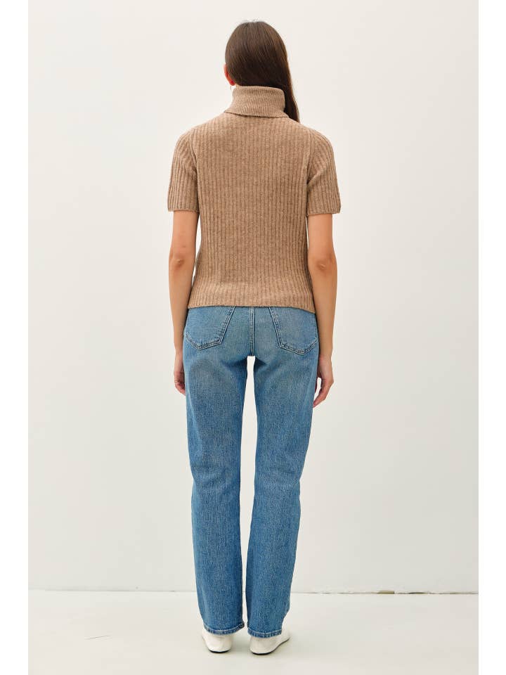 Be Cool - Wholesale Knit Sweater - Women's - RIBBED WOOL BLEND TURTLENECK SHORT SLEEVE SWEATER