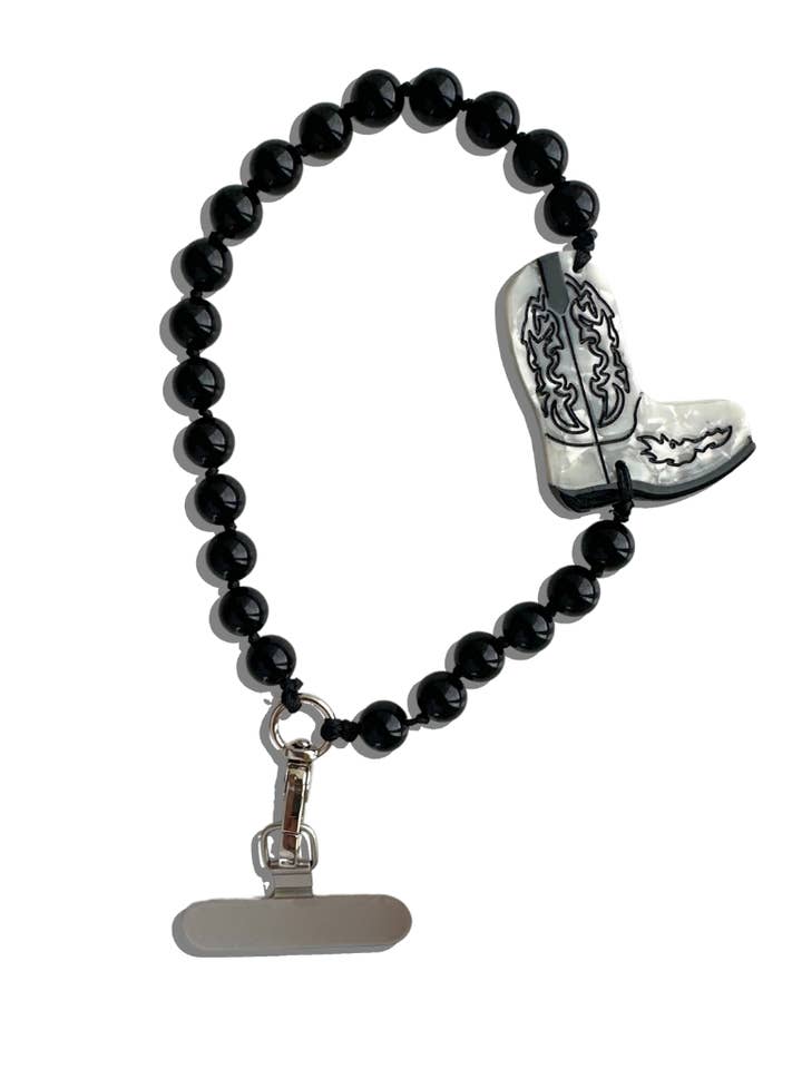 Hand-painted Western Boot Gemstone Bracelet Phone Chain for wholesale by Solar Eclipse