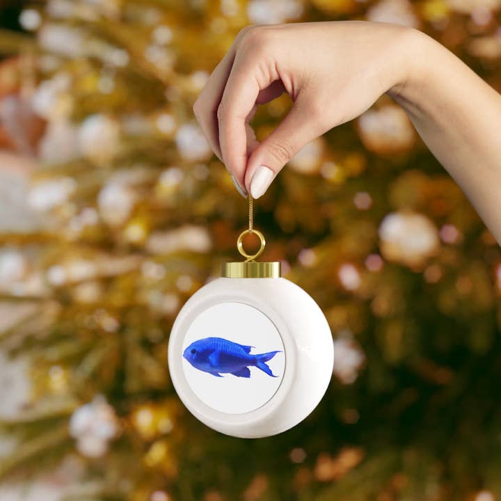 Marick Booster - Vente Objets de décoration - Boule de Noël Poisson bleu