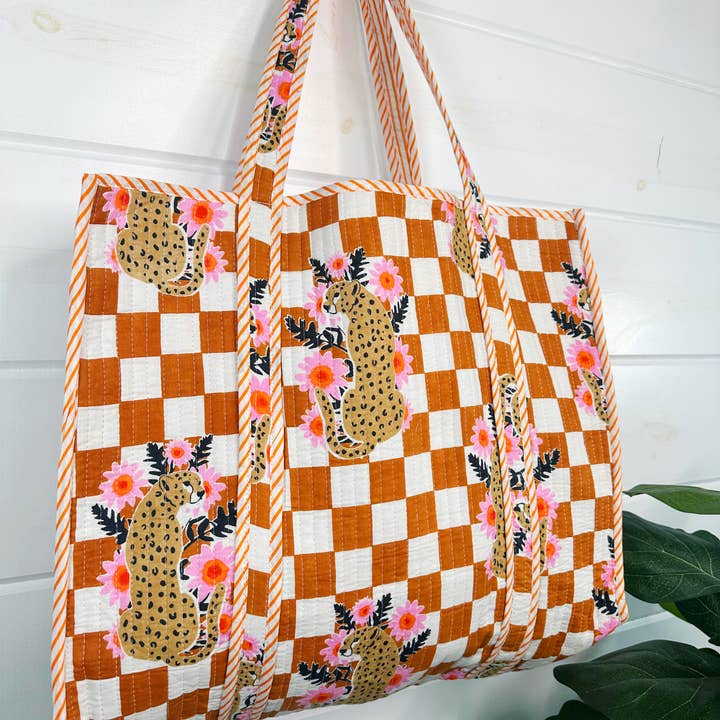Folklore Couture - Wholesale Tote Bag - Women's - Quilted Tote Bag | Jaguar Print Tote | Large Shopping Tote