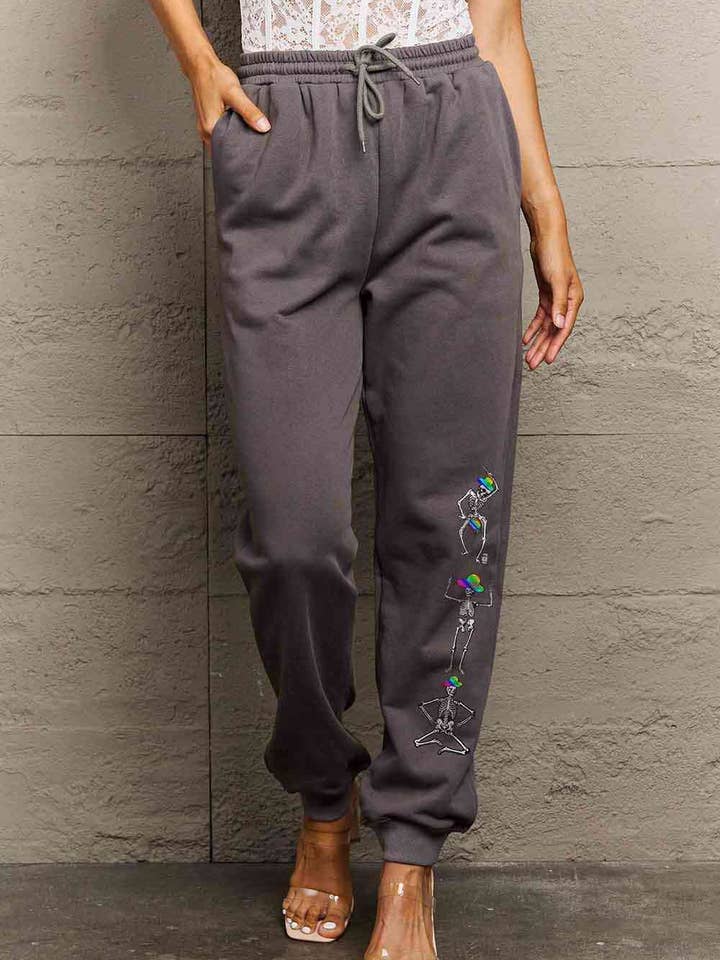 Simply Love Full Size SKELETON Graphic Sweatpants for wholesale by Fashion Quality Boutik