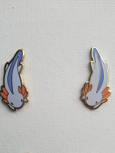 Axolotl Collar Pin Set (Blue) - Axolotl Enamel Pins for wholesale by Mezamizu