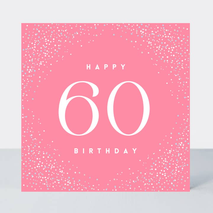 Carte d'anniversaire 60e « Soixante » — confettis roses galaxie pour la vente par Petimo