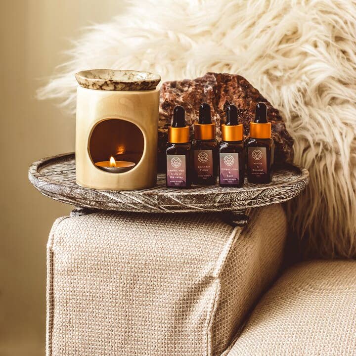 Mindful Living Co. - Wholesale Oil Warmer - Handmade Ceramic Oil Burner - Sand / Speckled2