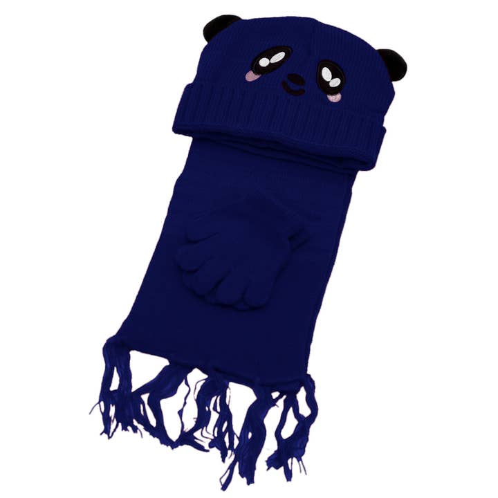Cap Zone - Wholesale Winter accessory set – kids - Kids 3 Pcs Panda Beanie, Wrap Scarf, and Gloves6
