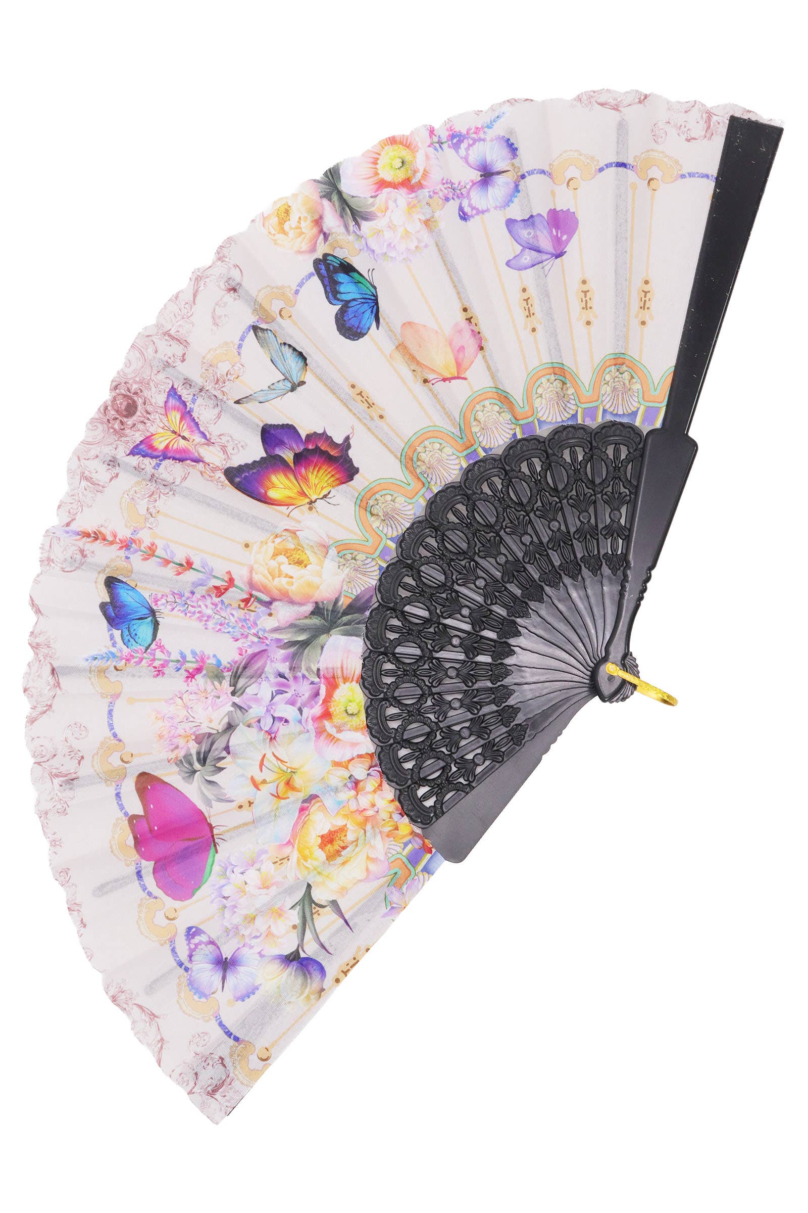 ASSORTED Butterfly Floral Paisley Filigree Handheld Folding Fan for wholesale on Faire8