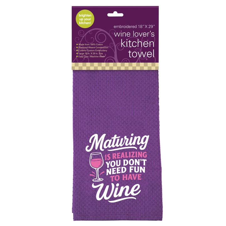 Torchon de cuisine brodé « Maturing » pour la vente par Chris’s Stuff Inc.