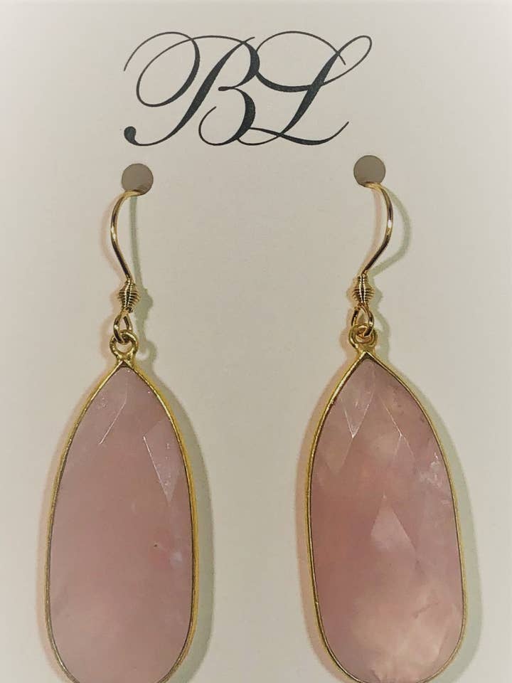 Boucles d'oreilles quartz rose pour la vente par Bldesigns Speciality Crafted Finer Earring Jewelry