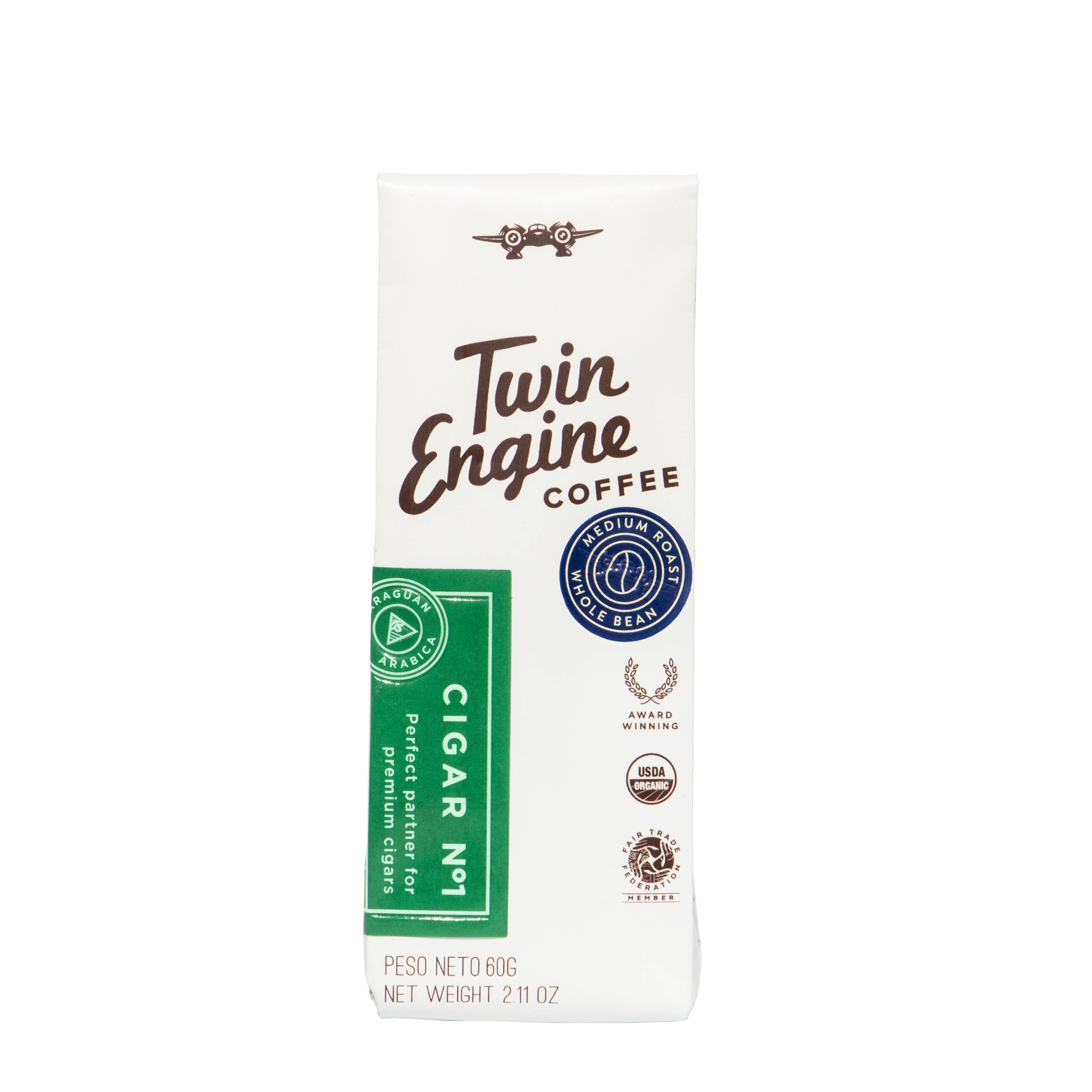 Twin Engine Coffee - Wholesale Ground Coffee - Traveler 1-Pot Organic Specialty Fair Coffee / Cigar No.1  4