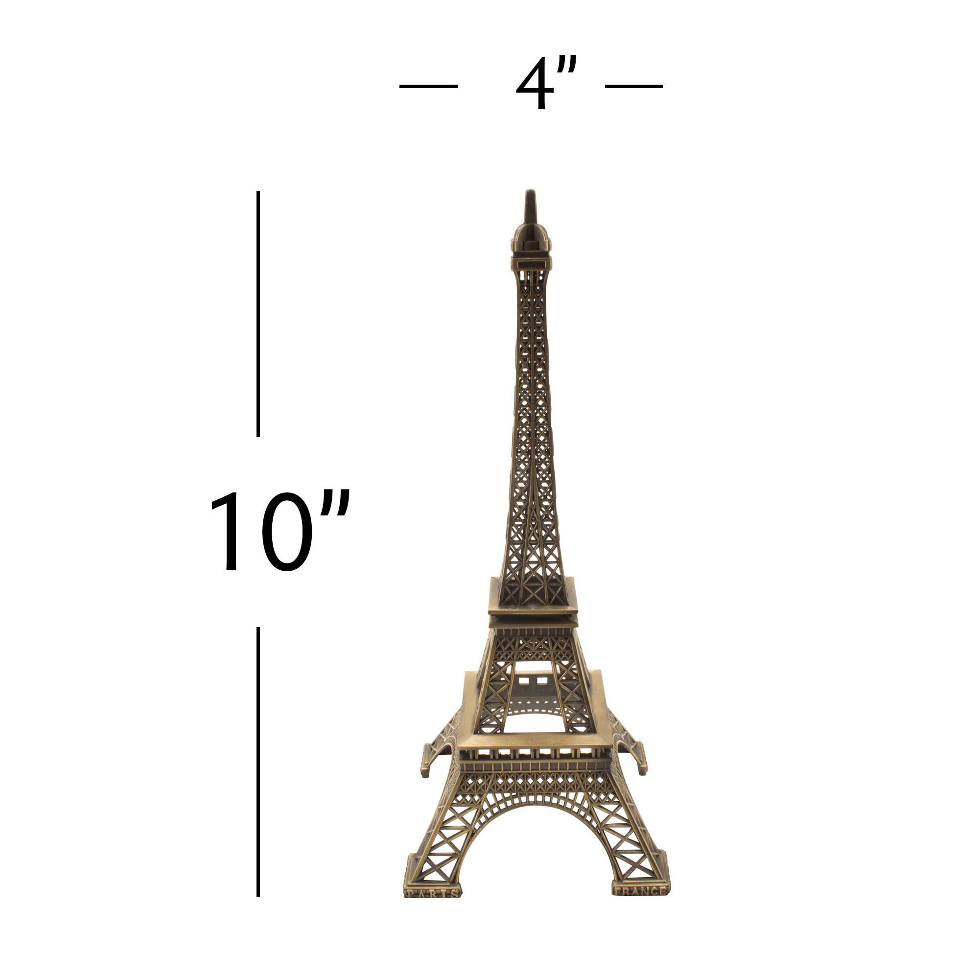 Metal Eiffel Tower Sculpture 10" Tall Bronze for wholesale on Faire2