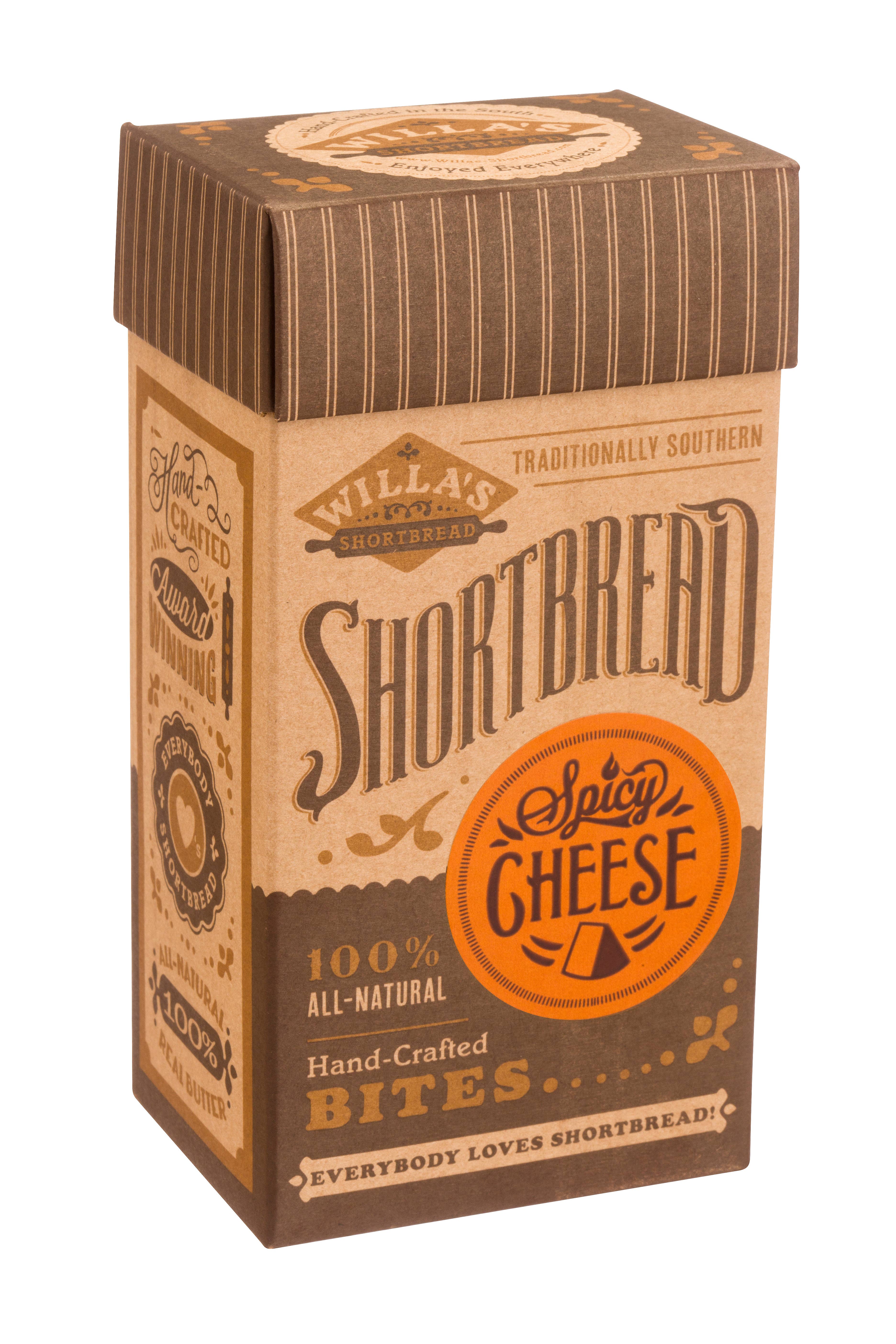 Willa's Shortbread - Wholesale Cookie - Spicy Cheese Shortbread - Fliptop Kraft Box