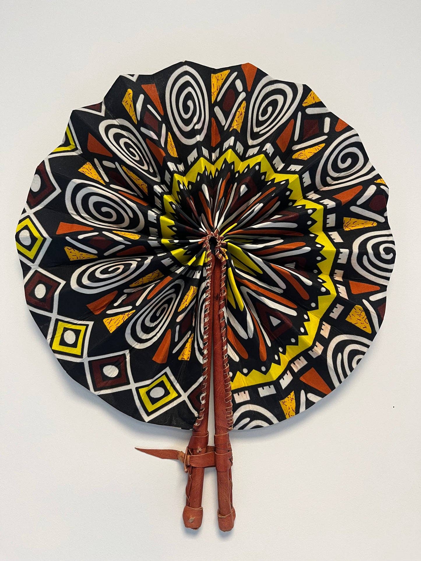 High crafty – wholesale Handheld folding fan – Colorful Fabric Fan | Handmade Folding Fan with Leather Hand4