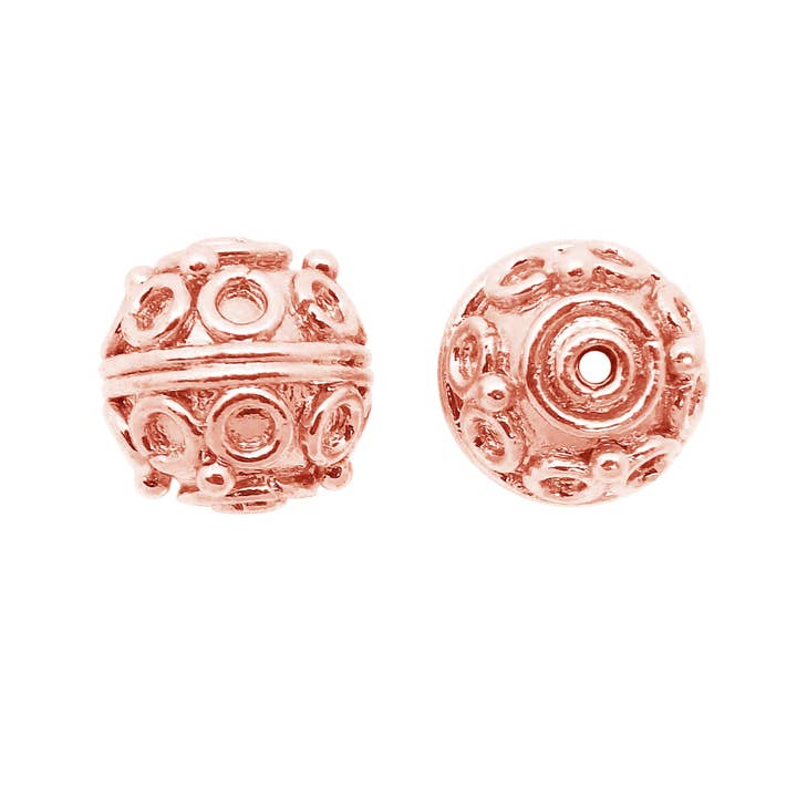 Bali Designs - Vente Breloques/médailles personnalisées - BRG-135 Perle Bali superposée or rose