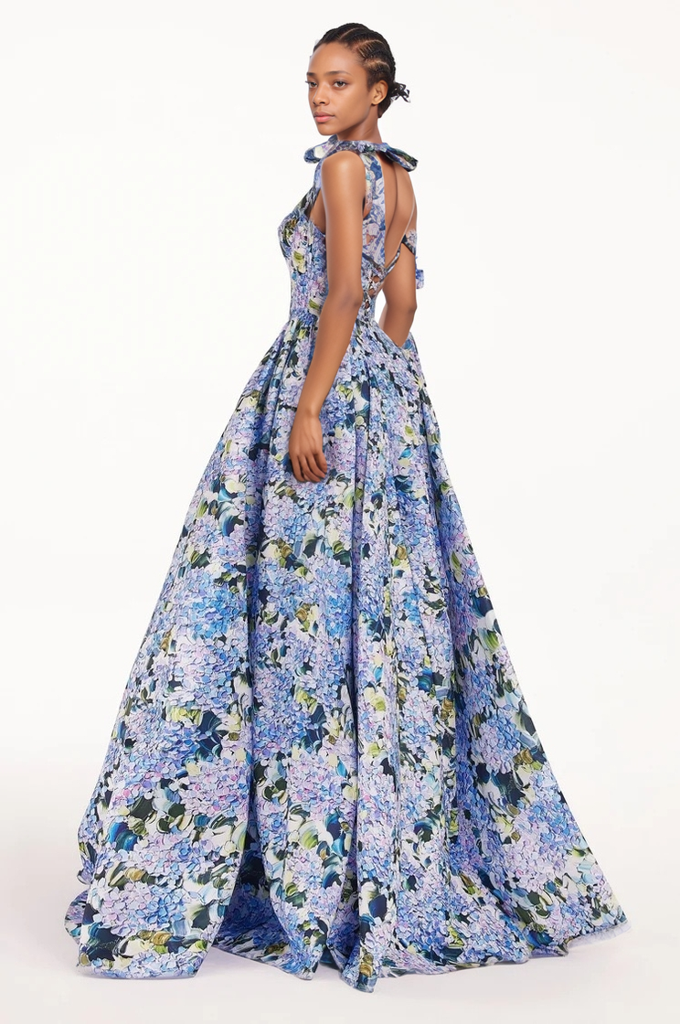 Blue SF21 Elegant Floral Off-Shoulder Evening Dress  for wholesale on Faire1