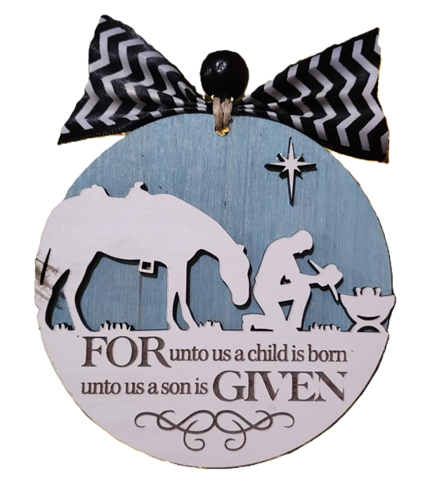 Heartland Decor - Venta al por mayor Adornos - Adorno de vaquero perdonado en pesebre1