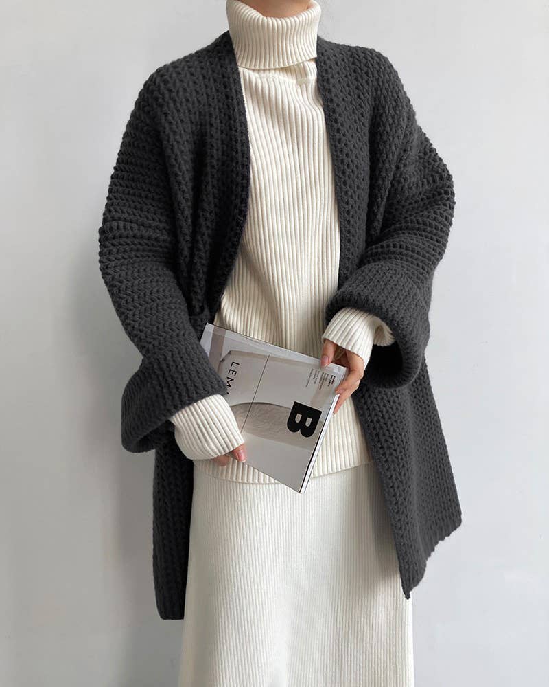 Rosa Clothing - Wholesale Cardigan - Women's - Gentle Soft Hollow Twist Knitted Long Cardigan2