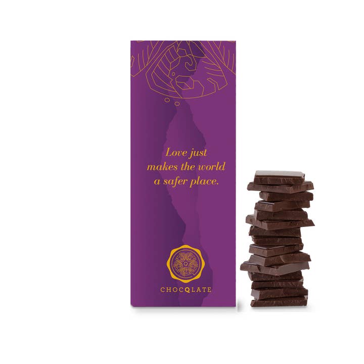 Chocqlate – Barra de chocolate por atacado – “O amor só faz...” CHOCQLATE Chocolate Biológico 50%