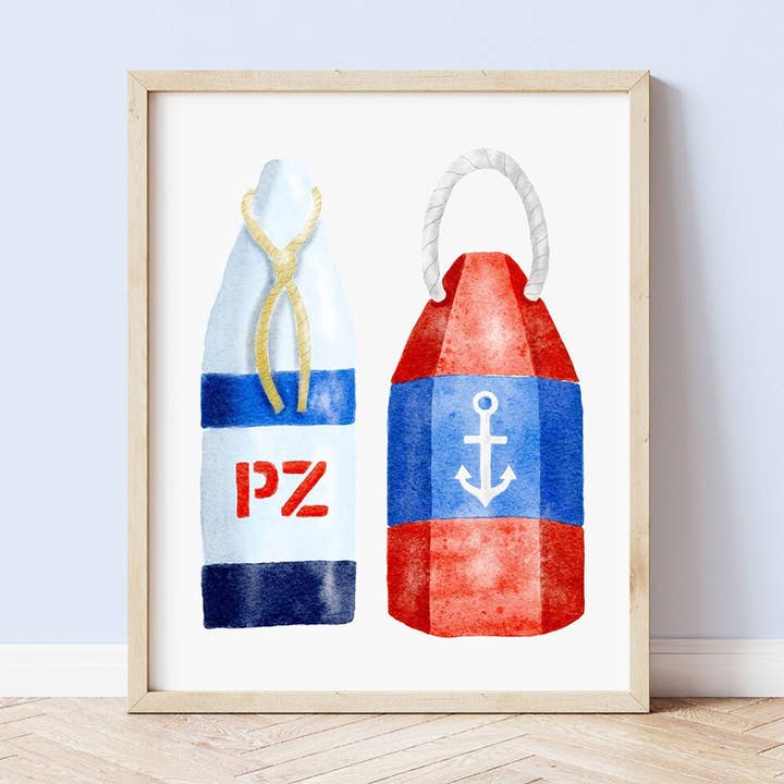 Hummerbojar Illustration Kustväggkonst Tryck för wholesale av Sarah Whittle Illustration