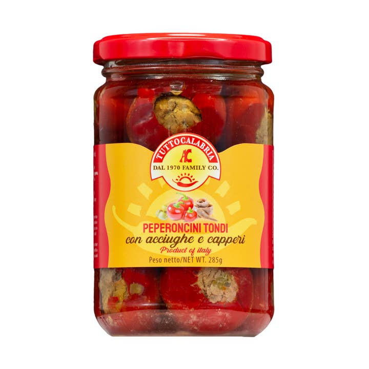 Round chillies stuffed with anchovies and capers, picnic for wholesale by TuttoCalabria