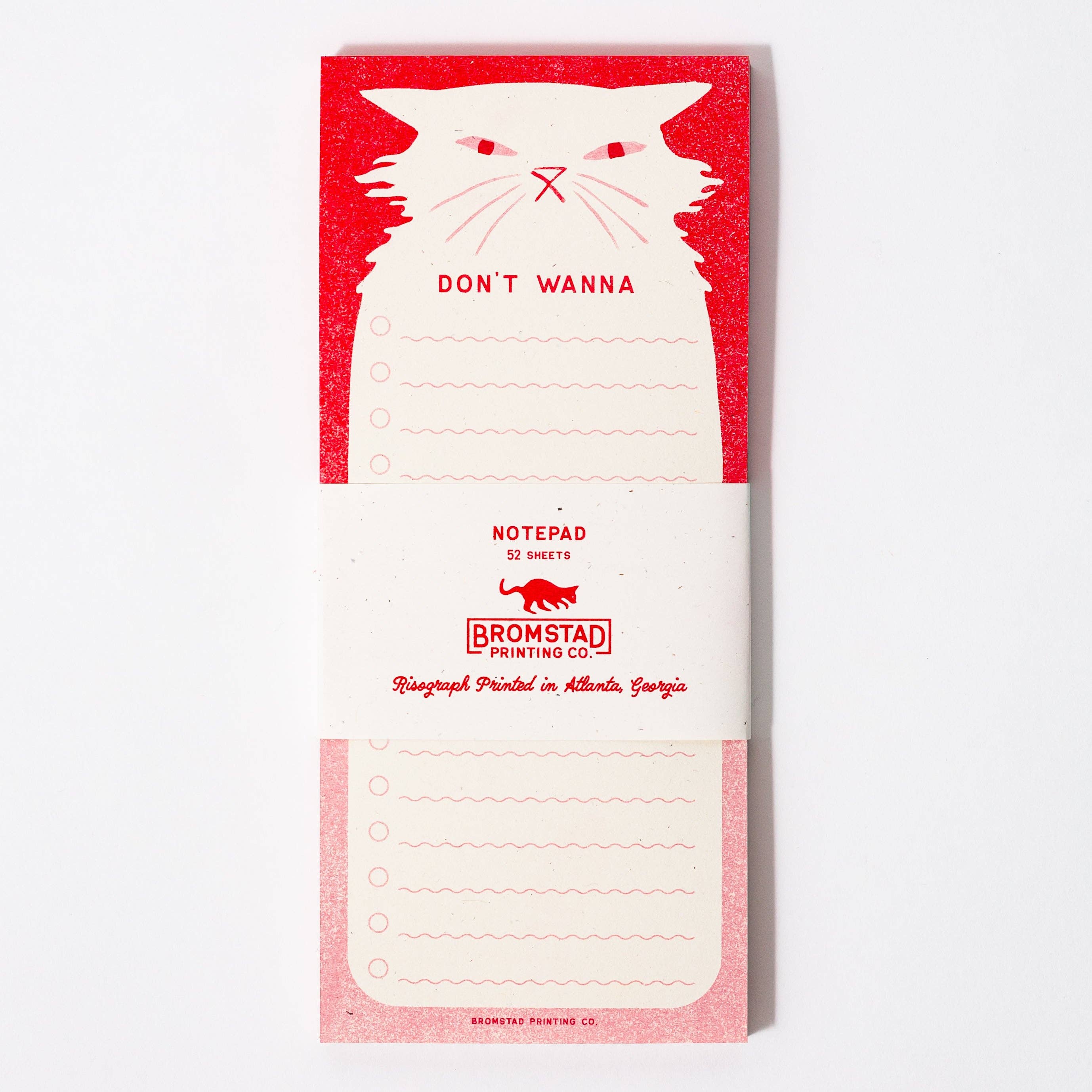 Bromstad Printing Co. - Wholesale Notepad - Don't Wanna - Risograph Notepad3