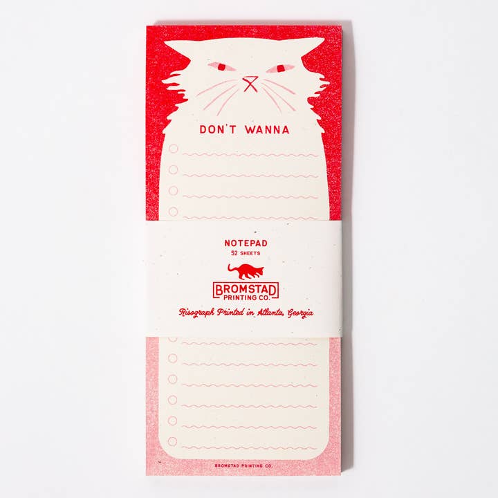Bromstad Printing Co. - Wholesale Notepad - Don't Wanna - Risograph Notepad3