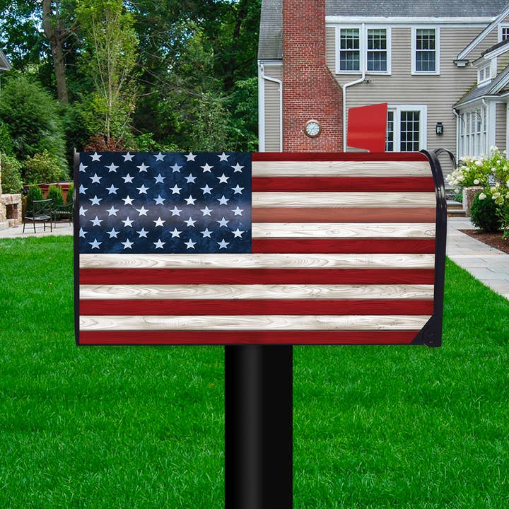 Briarwood Lane - Wholesale Mailbox - Wooden American Flag Mailbox Cover1