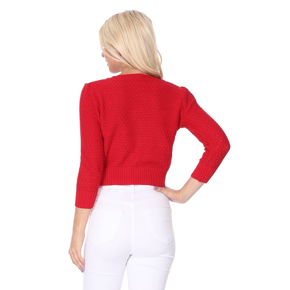 Mak – Engroshandel Cardigan - Dame – Mak 3/4-ærmet kort strikket cardigan med rund hals MK3514136