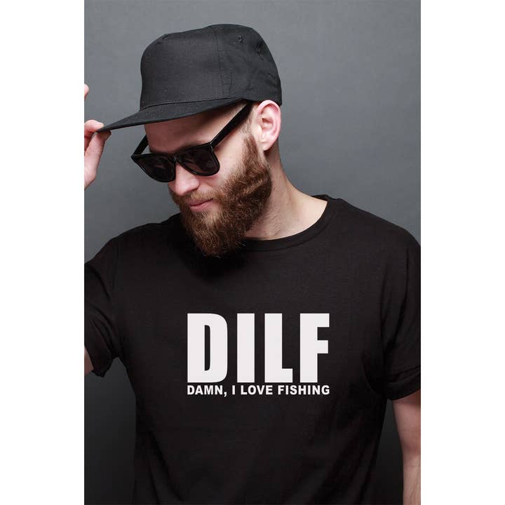 Nobrand - Wholesale Screen Printed T-Shirt - Men's - HUM-PB1925 DILF GRAPHIC TEE