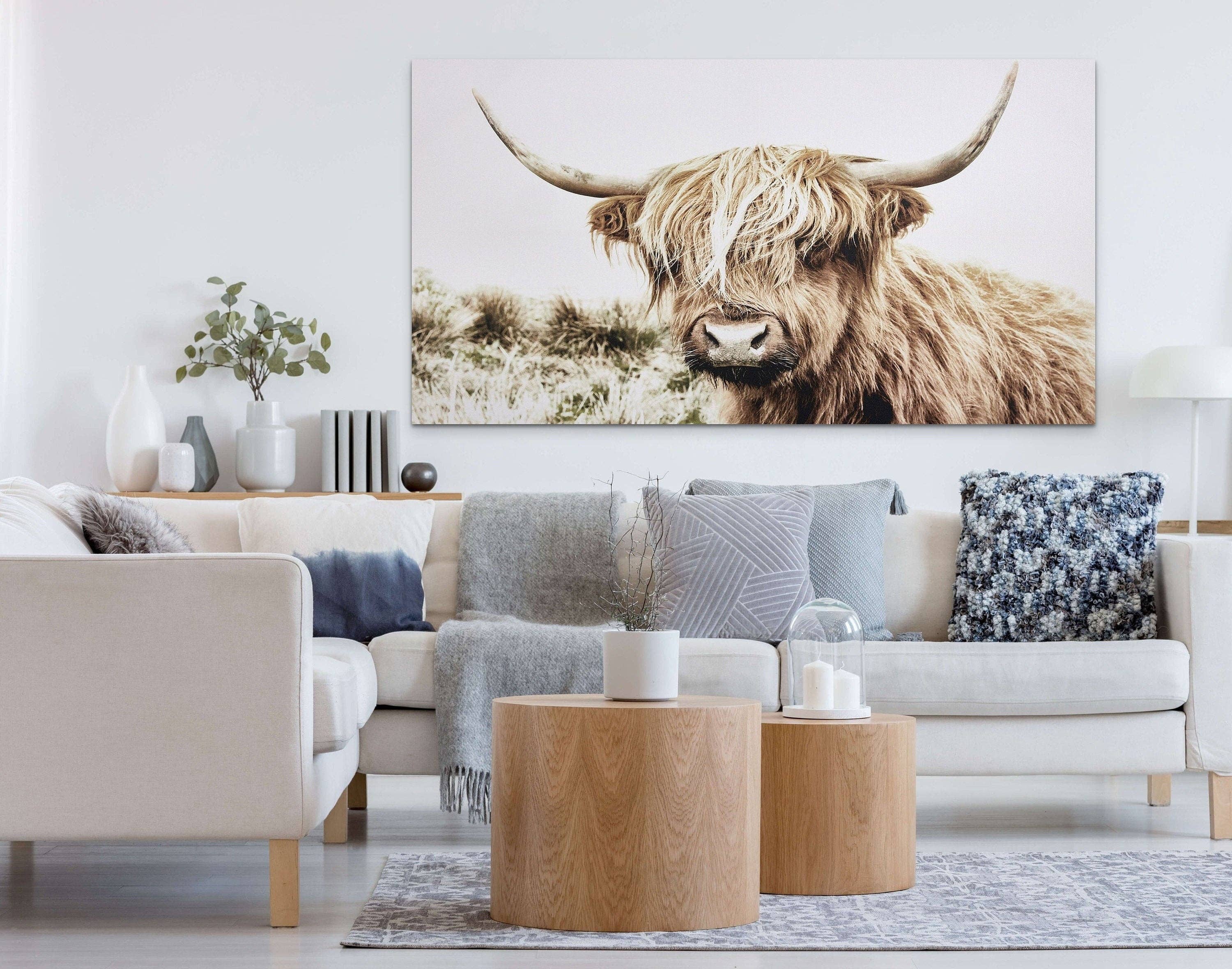 August Print Shop - Vente Affiche d'art - Vache Highland blonde dorée2